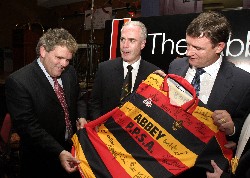 Abbey Past Pupils Sports Association -  Mr Kevin Moran with Mr Adrian Logan & Mr Dermot McGovern September 2004